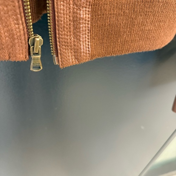 Black Rivet S EUC barely worn Women's Tan Leather Jacket high collar fall trend - Picture 6 of 15